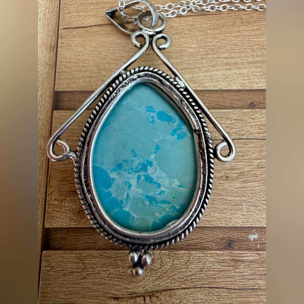 Larimar Pedant Necklace set in .925 Sterling Silver _ Hand-crafted in USA! - Picture 4 of 4